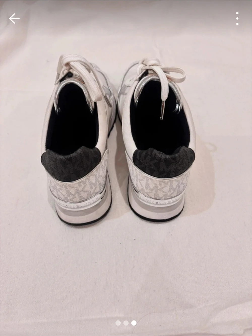 Michael Kors White, Black & Silver MK Logo Women's Sneakers